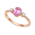 wholesale S925 Sterling Silver with Rose Gold Plated Pink Sapphire Ring, Fashionable and Light Luxury Colored Gemstone Ring-0-0