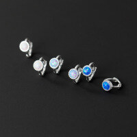 wholesale S925 Sterling Silver Geometric Minimalist Colorful Synthetic Opal Ear Studs for Women, Korean Style Delicate Earrings M00470-S925 silver pair silver 925 silver white stone