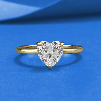 wholesale S925 Silver Heart-Shaped White Diamond Ring 7*7mm, Zhuozhifang Jewelry Style, Elegant Engagement Ring for Women, Versatile for Daily Fashion-R1501 Gold Heart Ring Size 9