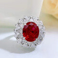 wholesale 925 Silver Metal Material, Mu Jing Jewelry New Style 5-Carat High Carbon Diamond Ring for Women, Simulated Pigeon Blood Red Heavy Setting Gemstone Ring-0-2