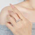 S925 Silver Moissanite Ring Women's Five-Star Princess Crown Stackable Band-0-0