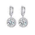 wholesale 925 Sterling Silver Moissanite Round Fashion Earrings for Women, Minimalist Fringe Circle Stud Earrings-0-13