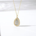 wholesale S925 Silver Plated 14K Gold Vintage Japanese Style Aget* Mysterious Blue Flash Labradorite Necklace Collarbone Chain Wholesale-0-1