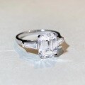 wholesale Silver Emerald Cut Moissanite Ring Radiant Cut 4 Carat Diamond Ring Fancy Shape Ring D Color Moissanite Ring for Women-0-6