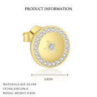 wholesale S925 Sterling Silver Cross-border Wholesale Star Moon Micro-inlaid Tassel Earring Set-E4732-Gold/Single 925 Silver