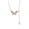 wholesale S925 Sterling Silver Butterfly Pendant Tassel Necklace for Women, Minimalist Niche Luxury Design Sense Choker-0-6