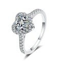 wholesale PT950 Platinum Plated 925 Sterling Silver Women's Cross-Border Fashion Irregular Heart-Shaped 1-Carat Moissanite Ring-0-4