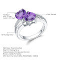 wholesale 925 Silver One-Stop-Shop Heart-Shaped Gemstone Ring with Natural Amethyst, Citrine, and Garnet for Live Streaming Supply-0-0