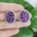 wholesale S925 Sterling Silver Natural Amethyst Earrings New Round European and American Style High-end Stud Earrings for Women-0-4