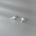 wholesale S925 Silver Korean Style Minimalist Smooth Cross Stud Earrings for Students M00943-0-0