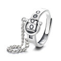 wholesale S925 Sterling Silver Trendy Crossover Buckle Chain Ring for Men and Women, Korean Style Edgy Unisex Index Finger Band for Fashion Commute and Sweet-Cool Aesthetic-0-4