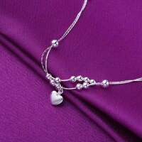 wholesale S925 Silver European and American Peach Blossom Love Mini Heart-shaped Silver Bracelet for Women Low-price Factory Supply-xb1033-white gold