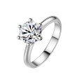 wholesale S925 Sterling Silver Classic 75mm Diamond-Inlaid Six-Prong Open Ring, Korean Fashion Ethereal Light Luxury Women's Band-0-4