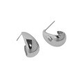 wholesale S925 Sterling Silver 1510 Korean Version Ins Minimalist Niche Design Versatile Geometric Oval Smooth Texture Earrings for Women-0-4
