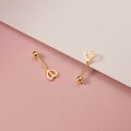 wholesale Sterling Silver Dainty Sweet Hollow Heart Stud Earrings for Women Students Small Threaded Bead Earrings G9550-0-2