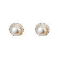 wholesale S925 Sterling Silver Pearl Series Shell Earrings Retro Style Design Women's Ear Jewelry M03150-0-4