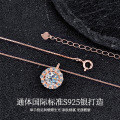 S925 Silver Moebius Loop Necklace with Pearl and Zircon Inlays-0-0