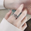 wholesale S925 Silver Retro Vintage Roman Numeral Crossed Lines Classic Design Adjustable Ring-0-3