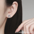 Sterling Silver Star and Moon D Color Moissanite Stud Earrings, Wholesale-0-2