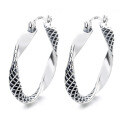 wholesale S925 Sterling Silver Creative Unique Design Twist Large Hoop Ear Clasp Ins Trendy Hip-hop Earrings-0-4
