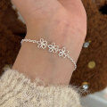 wholesale S925 Sterling Silver Korean-style Hollow-out Floral Bracelet for Women, Minimalist and Fashionable Sweet Best Friend Jewelry-0-1