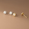 wholesale S925 Sterling Silver Diamond-Inlaid Mini Round Cross Flower Floral Round Stud Earrings Accessory M02153-0-0