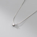 wholesale S925 Sterling Silver Minimalist Single Diamond Snake Chain Necklace Petite Ins Style Light Luxury Women's Necklace Y00438-0-3