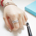 wholesale S925 Sterling Silver AR999 Korean Vintage Distressed Antique Silver Coarse Twist Braided Ring-0-2