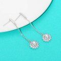 wholesale 925 Sterling Silver Moissanite Diamond Fashion Sunflower Earrings Long Tassel Personality Earrings Versatile Ear Thread Women-0-1