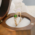 wholesale S925 silver plated with 14K gold, French vintage minimalist style demantoid garnet ring-0-5
