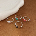 wholesale 925 Sterling Silver Enamel Heart Bow Adjustable Ring Women's Korean New Ins Trendy Versatile Statement Ring-0-1