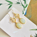 wholesale 925 silver earrings with certificate, new Chinese retro style, inlaid with natural Hetian jade, ear hook earrings-0-3