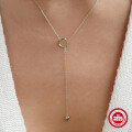 wholesale S925 Sterling Silver Y-shaped Double Heart Couple Necklace,Ins。-0-3