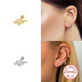 wholesale Sterling Silver S925 Fun Snake Threaded Ear Piercing with Diamonds, Trendy Creative Helix Ear Cuff INS Earrings-0-1