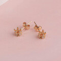 wholesale 10K Gold Japanese Minimalist Academic Style Moissanite Small Crown 3D Ear Studs for Women Elegant Design-0-1
