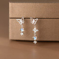 wholesale S925 Sterling Silver AB Style Butterfly Earrings, Small Fresh Design Women's Earrings M02831-0-2