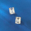 wholesale S925 Silver Simulated Emerald Cut 7*9mm Rectangular Pagoda Earrings for Women, AliExpress Cross-Border-0-2