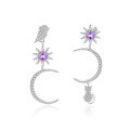 wholesale S925 Silver French Romantic and Light Luxury Designer Earrings with Natural Amethyst Gemstone Ear Studs and Drops-0-0