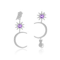 wholesale S925 Silver French Romantic and Light Luxury Designer Earrings with Natural Amethyst Gemstone Ear Studs and Drops-Natural citrine earrings