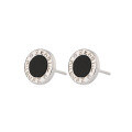 wholesale 925 Sterling Silver Roman Numeral Black Hoop Earrings for Women, Small and Trendy High-End Hip-Hop Style Earrings for Men-0-4