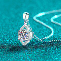 S925 Sterling Silver Moissanite Necklace with Waterdrop Hollow Pendant-0-0