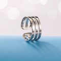 wholesale S925 Sterling Silver Light Luxury Small Batch Design Three-Strand Couple's Rings, Fashionable Two-Strand Openable Finger Rings for Wholesale-0-1