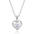 Sterling Silver Heart Moissanite Necklace Women's Fashion Pendant-0-3