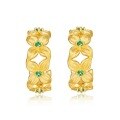 wholesale S925 Gold-Plated Metal, Retro Sandblasted High-End Four-Leaf Clover Petal Earrings for Women Wholesale-0-5