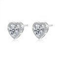 S925 Silver Moissanite Heart Stud Earrings, Factory Direct Wholesale for Cross-border-0-3