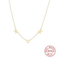 wholesale S925 Sterling Silver Mom Pendant Necklace with Small Letters, Ins Style Mother's Day Gift-Platinum 925 silver