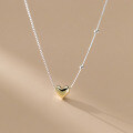 wholesale S925 Sterling Silver Minimalist Smooth Heart Ballpoint Snake Chain Beaded Necklace Y01070-0-0