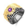 wholesale 925 silver Italian designer ring with a vintage-style lycoris design and natural amethyst-0-5
