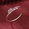 wholesale 999 Sterling Silver Blooming Bell Bracelet Pure Silver Möbius Ring Bangle Light Luxury Bamboo Pattern Peace Wristband-0-10
