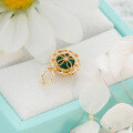 wholesale S925 silver plated with 14K gold, Japanese retro light luxury jewelry pendant featuring golden hair crystal and malachite-0-3